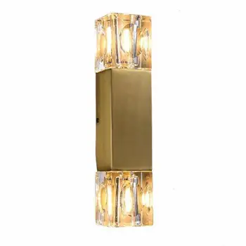 Современный длинный вертикальный хрустальный настенный светильник LED Gold внутренние настенные светильники зеркало прикроватная лампа для ванной комнаты Wandlamp G9 LED sconce