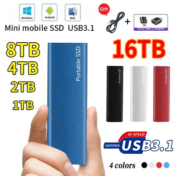 Высокоскоростной Портативный SSD Жесткий Диск 64 ТБ 16 ТБ 8 ТБ USB 3,0 Внешний Жесткий Диск 4 ТБ Мобильное Запоминающее Устройство Для Ps4 Ps5 Ноутбук Настольный