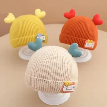 Шерстяная детская осенне-зимняя очень милая шапочка для новорожденных Шерстяная вязаная шапочка для новорожденных мальчиков и девочек