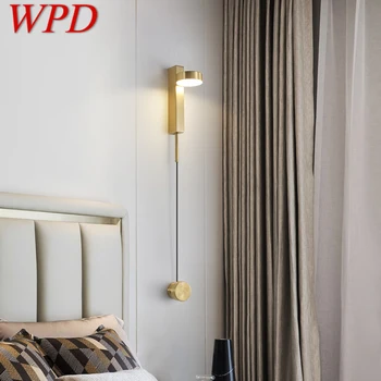 WPD Скандинавский латунный настенный светильник, Светодиодный, 3 цвета, Креативный Простой Золотой Прикроватный светильник-бра для дома, Гостиной, спальни