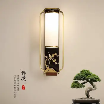 Новый медный настенный светильник в китайском стиле, цветы сливы, Орхидеи, Бамбук и хризантемы, настенная лампа для гостиной, современный Дзен