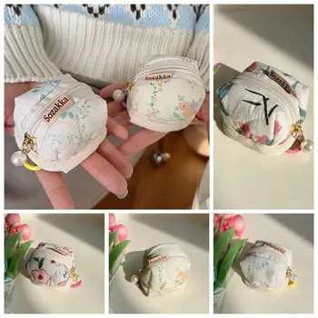 Маленький цветочный Мини-кошелек для монет, Креативная сумка, Подвеска, Сумка для мелочи, Хлопковая Мини-сумка для хранения в Корейском стиле, Детская