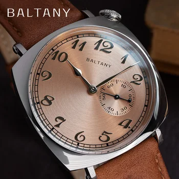 Наручные часы Baltany 1921 Homage Seagull ST1701 с субсекундой 34 мм, винтажные квадратные мужские часы из нержавеющей стали