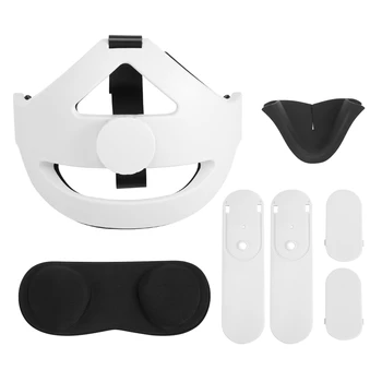 Регулируемый по ВЫСОТЕ ремешок на голову для Oculus Quest 2 с подушкой для головы и крышкой объектива, удобной затемняющей накладкой для носа