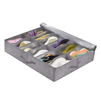Органайзер для обуви под кроватью, вмещает 12 пар обуви, органайзер для упаковки обуви с прозрачным окошком, дышащий, складной