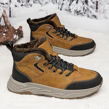 Зимние мужские кроссовки, водонепроницаемые зимние ботинки на меху, сохраняющие тепло, уличные повседневные ботинки