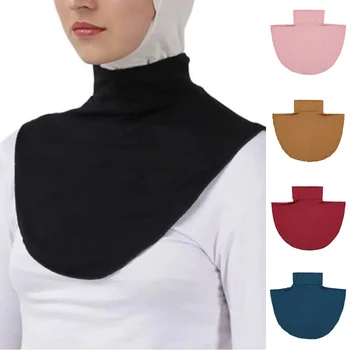 Женская Мусульманская Модальная Водолазка с фальшивым воротником, Удлинители для исламского Хиджаба, Однотонный Мягкий вырез, Половина верхней блузки, Съемный Хиджаб
