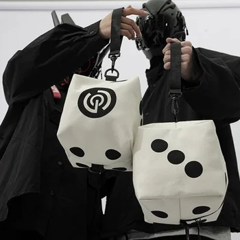 Квадратная сумка в форме кубика, Модная Универсальная Портативная Трендовая Персонализированная сумка, Холщовая сумка через плечо на молнии, Мини-женская мужская сумка