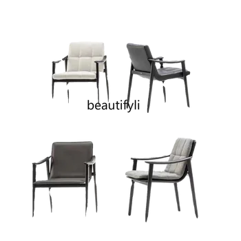 Легкое роскошное обеденное кресло из натуральной кожи в итальянском стиле, мягкая сумка для дома, Дизайнерская модель для отдыха, высококачественная модель кресла для комнаты