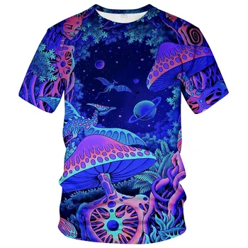 Футболка с изображением Триппи-гриба для мужчин, Забавная детская футболка с 3D принтом Лесных эльфов, женская одежда, Летняя Повседневная одежда с коротким рукавом