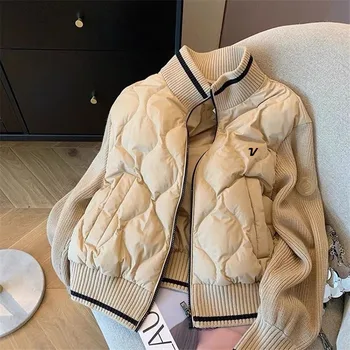 Зимние женские пальто для гольфа, Модная новая хлопчатобумажная куртка со стоячим воротником, утепленный теплый свитер, Корейская женская одежда для гольфа