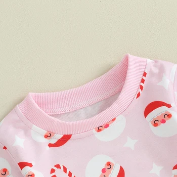 Рождественский наряд для новорожденной малышки для маленьких девочек, свитшот с конфетным тростником, комплект брюк, Рождественская одежда для младенцев, Подарочная милая одежда