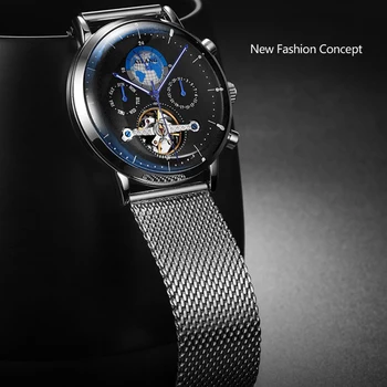 AILANG Лидирующий бренд, мужские наручные часы, механические автоматические часы, мужские роскошные модные водонепроницаемые деловые часы со светящимся календарем