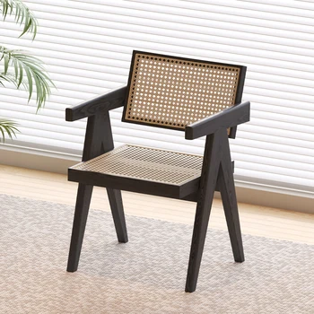 Обеденные стулья из ротанга в стиле креативного домашнего ретро, Обеденные стулья для отдыха, спинка для макияжа, Мебель Sillas De Comedor WZ50DC