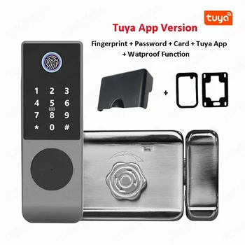 Уличный водонепроницаемый IP65 Tuya TTlock, код карты отпечатков пальцев, электронный пароль, приложение, ручки для входа без ключа, умный дверной замок для дома