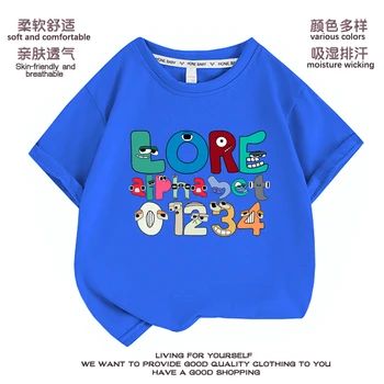Детская одежда с алфавитом, яркая футболка, хлопковая одежда с аниме, футболка с милыми буквами, базовая футболка с рисунком для мальчиков и девочек, подарок