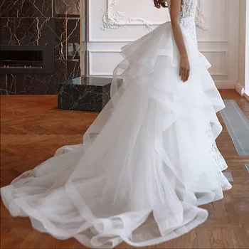 Многоуровневая свадебная съемная юбка из тюля, свадебный съемный шлейф для платьев