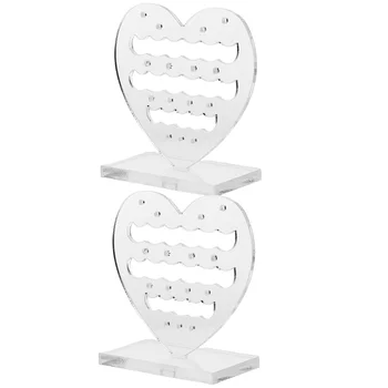 2 Шт Подставка для сережек в форме сердца Полка для сережек Органайзер для ожерелья Маленькая акриловая подставка