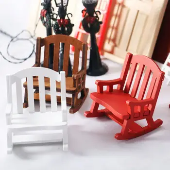 Мини-кресло-качалка в стиле ретро, креативное кресло-качалка для кукольного домика в соотношении 1/12 для украшения сцены