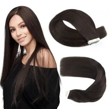 20шт ленты для наращивания волос, прямые человеческие волосы, 100% бразильские человеческие волосы # 1B, 26 дюймов бесшовной уточной ленты для наращивания