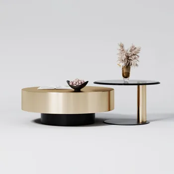 Итальянский легкий и роскошный круглый чайный столик в скандинавском стиле для гостиной в стиле постмодерн, небольшой домик, круглый комбинированный чайный столик простого размера