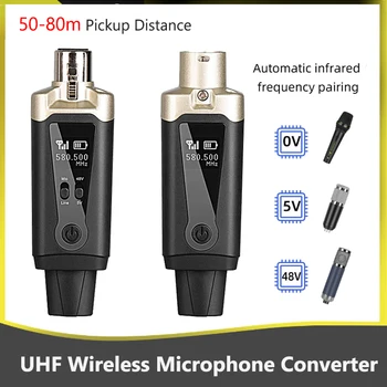 Адаптер микрофона UHF Беспроводная микрофонная система XLR микрофонный конвертер Автоматический беспроводной передатчик приемник для конденсаторного микрофона