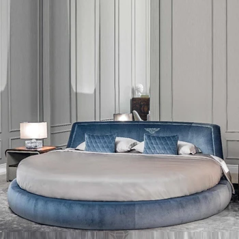 Атмосферная двуспальная кровать свадебная кровать роскошная круглая кровать в главной спальне современный минимализм ткань мода креативность