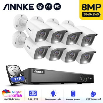 ANNKE FC800 4K Ultra HD 8-канальная система видеонаблюдения DVR с 8-кратным полноцветным комплектом ночного видения для домашнего наружного видеонаблюдения