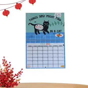 Календарь Кошек на 2024 год Креативный Ежемесячный Календарь Для Классной Комнаты Планировщик Календарей Для Удобного Планирования Свиданий В Офисах, Отелях, Апартаментах