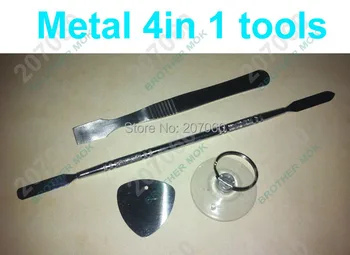 Набор Инструментов для Открывания металла 4 в 1, Инструмент для ремонта Монтировки iPhone iPad Samsung Tablet PC (Монтировочный Инструмент + Скребок + Отмычка + Вакуумная чашка)