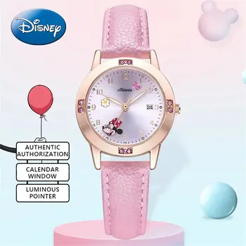 Детские часы Disney Watch, кварцевые часы с Минни, водонепроницаемые часы с ночником, модные часы для мальчиков и девочек, подарок на день рождения для взрослых