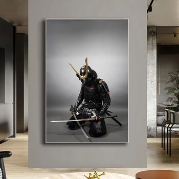 Японский самурай Холст Плакат Настенный Лофт Декор Живопись Безрамные настенные художественные принты Рисунки для декора интерьера спальни