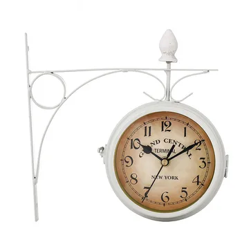 Часы с наружным кронштейном, настенные часы Garden Station, двухсторонние часы, черный/белый
