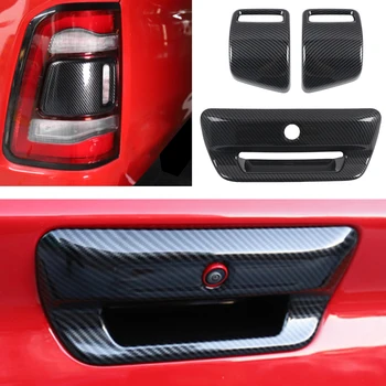 Для Dodge Ram 1500 2019 2020 2021, крышка багажника в карбоновом стиле, ручка задней двери, Чаша, задний фонарь, Накладка на задний фонарь, Стайлинг автомобиля