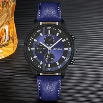 Модные мужские часы, кварцевые наручные часы с градуировкой, мужские деловые часы с кожаным ремешком, светящиеся часы Relogios Masculino