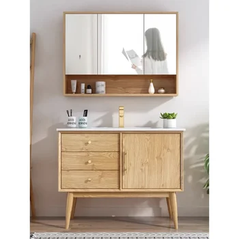 Скандинавская интеллектуальная комбинация шкафов для ванной комнаты, японский умывальник, современный минималистский умывальник, пол в ванной