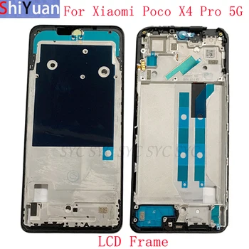 Корпус Средняя рамка ЖК-панель безеля для телефона Xiaomi Poco X4 Pro 5G Запасные части для металлической ЖК-рамки для телефона