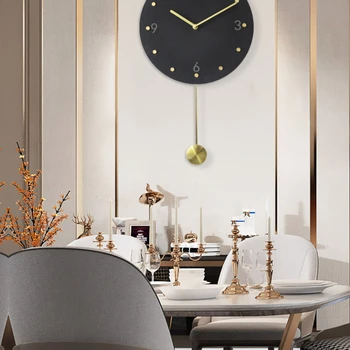 Скандинавские современные минималистичные настенные часы для гостиной, домашние настенные часы, креативные модные часы, без перфорации