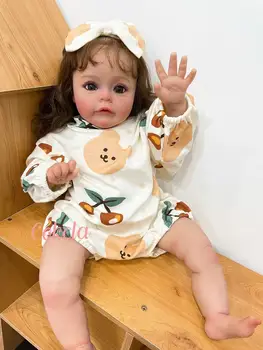 55 см имитация силиконовой куклы-младенца, цветная имитация пересадки волос ручной работы, детская игрушка для девочек