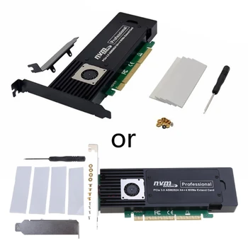 PCI-E3.0 4-Портовый адаптер NVME ASM2824 Плата Питания NVME SSD Серверная карта расширения PCI-E3.0 X16 -4x M.2 M-Key SSD