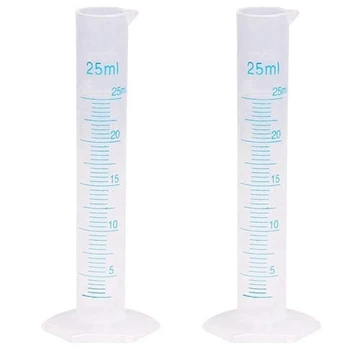 2X измерительный цилиндр, пластиковая градуированная трубка для лаборатории (25 мл)