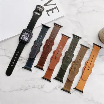 Кожаный Ремешок для Apple Watch Band 45мм 44мм 49мм 41мм 40мм 42мм 38мм Браслет iWatch Series Ultra 3 5 6 SE 7 8