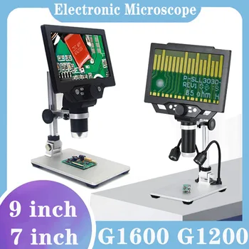 G1200 G1600 USB Электронный Видеомикроскоп Светодиодные Фонари 7/9 Дюймов 1080P 12MP HD ЖК-Дисплей Для Пайки Телефона Ремонт 1600X
