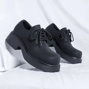 Новая дизайнерская обувь, мужские винтажные британские вечерние кожаные туфли, дышащие деловые лоферы, увеличивающие рост, Свадебная платформа
