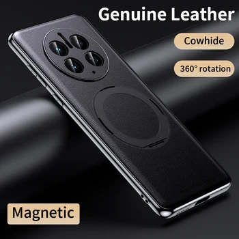 Чехол для телефона с магнитным держателем для Huawei Mate 40 50 Pro 50E 50Pro из натуральной кожи с роскошным покрытием, объектив с полной защитой задней крышки