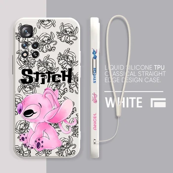 Disney Stitch Love Angel Для Xiaomi Redmi Note 12 12S 12R 11 11T 11S 10 10S 9 8 8T Pro Plus 5G Чехол Для Телефона с Жидкой Левой Веревкой