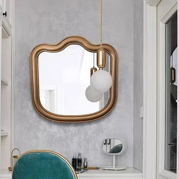 Зеркало современного искусства Роскошная Скандинавская ванная Комната Макияж Спальня Неправильной прямоугольной формы Зеркало, висящее на стене туалетный столик Specchio Украшение дома