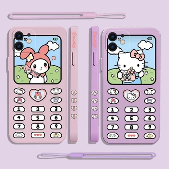 Sanrio My melody Чехол Для Телефона Hello Kitty Для iPhone 15 14 13 12 11 Pro Max Mini X XR XS 8 7 Plus Силиконовые Чехлы с Ремешком для рук