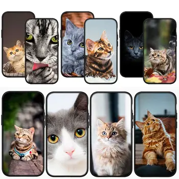 Чехол для телефона Blue Cat Green Eyes Meow в корпусе iPhone 15 14 13 12 Mini 11 Pro X XR XS Max 7 8 Plus + 15+ 8+ Мягкий чехол