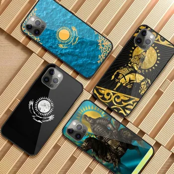 Эстетичный чехол для телефона с флагом Казахстана для iPhone 14 13 12 11 XS X 8 7 6 Plus Mini Pro Max SE 2022 PC, стеклянная крышка для телефона Funda